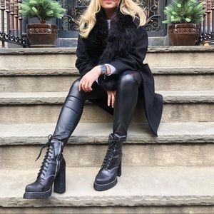 Zara heeled combat biker boots